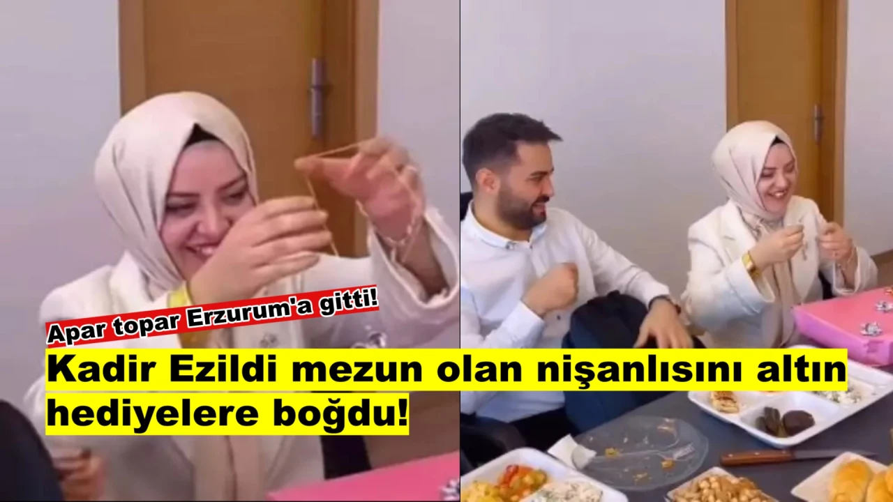 Kadir Ezildi Üniversiteden Mezun Olan Nişanlısına Altın Takılar Hediye Etti!