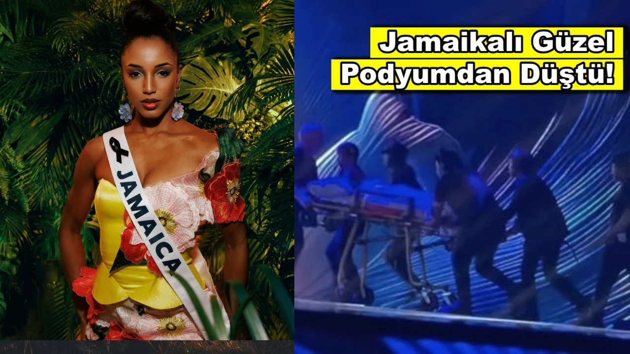 Kainat Güzellik Yarışması'nda Jamaikalı güzel podyumdan düştü!