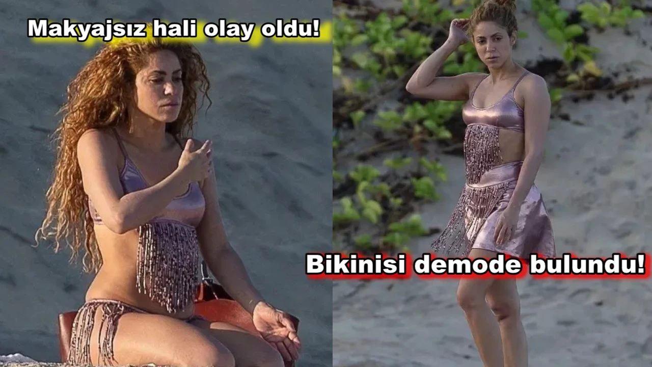 48'lik Shakira'nın makyajsız hali gündem oldu! Püsküllü bikinisi rüküş bulundu!