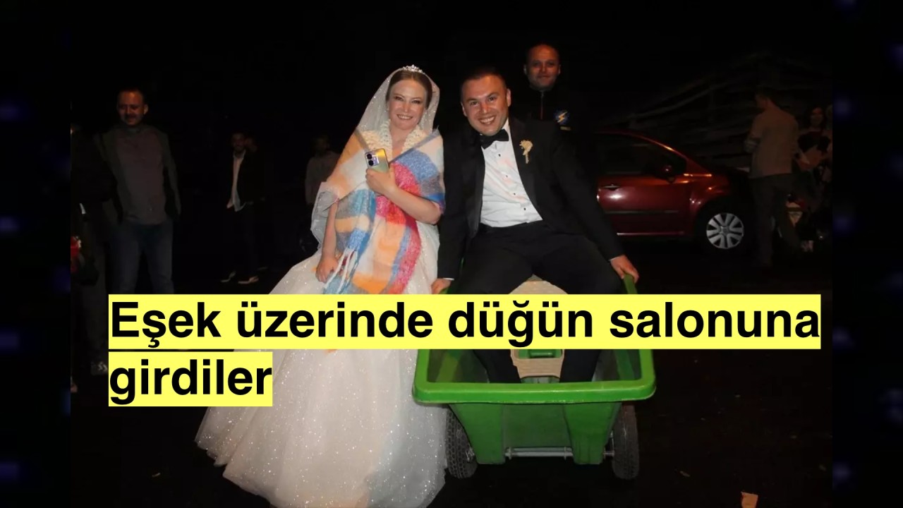 Gelin arabası yerine eşek tercih ettiler, semer üzerinde düğüne giriş yaptılar