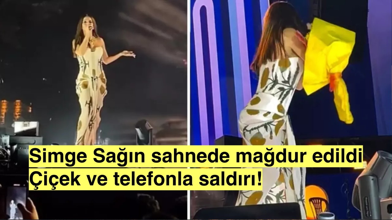 Şarkıcı Simge sahnede saldırıya uğradı, çiçek ve telefon fırlatıldı!