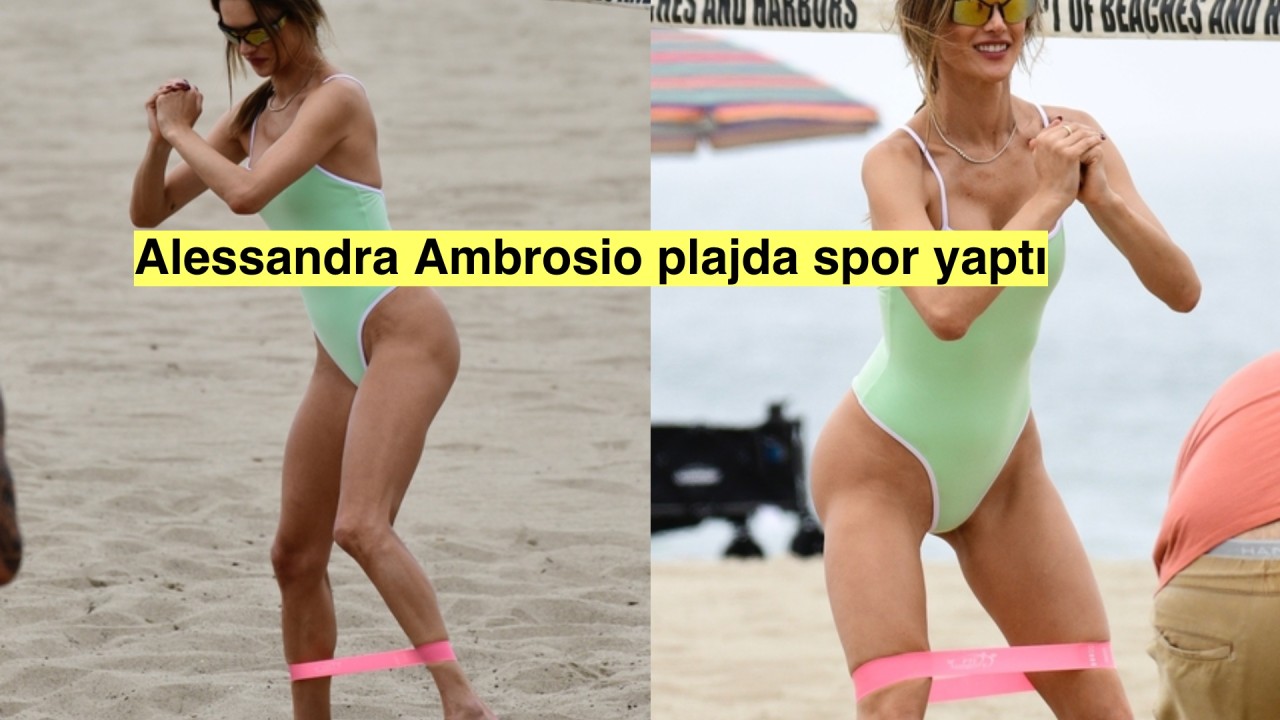 Alessandra Ambrosio, plajda pilates yaptı