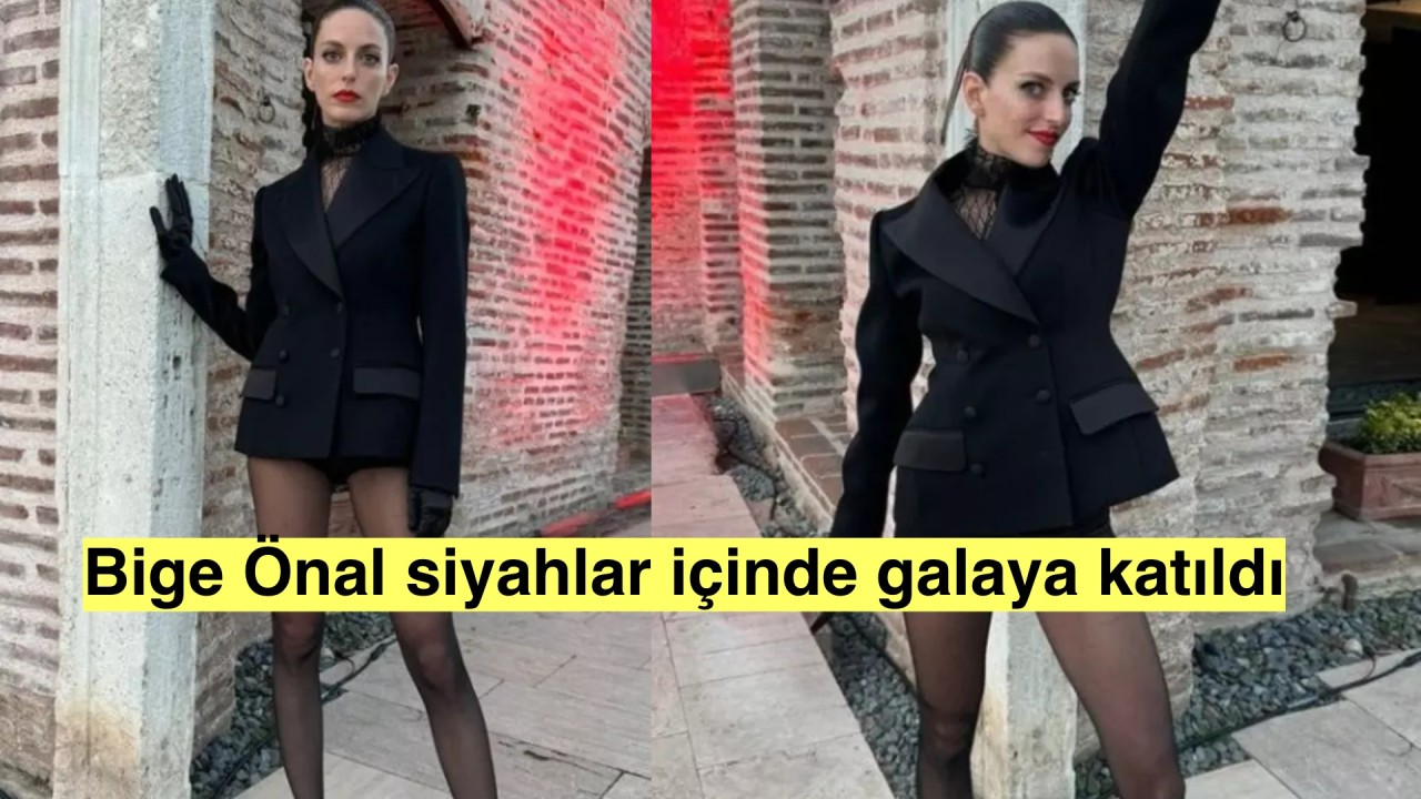 Bige Önal cesur tarzıyla galanın siyah meleği oldu