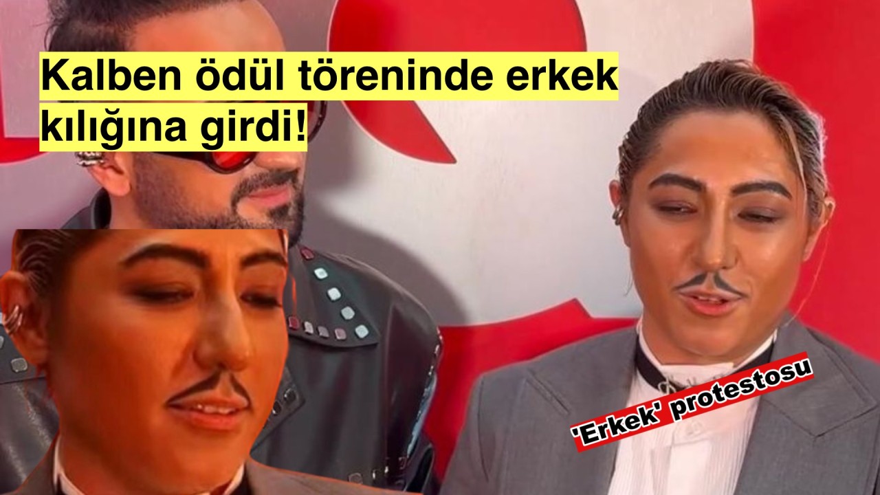 Kalben ödül törenine erkek kılığında katıldı