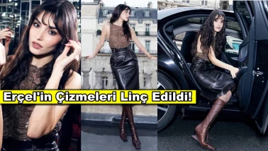 Hande Erçel moda haftasına damga vurdu, çizmeleri herkesin diline düştü!