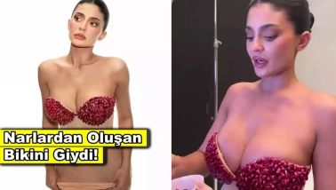 Kylie Jenner nar tanelerinden oluşan bikinisiyle kameraların karşısına geçti!
