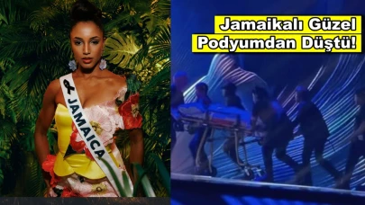 Kainat Güzellik Yarışması'nda Jamaikalı güzel podyumdan düştü!