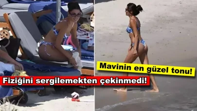 Hande Erçel mavi bikinisiyle plajda ateşli pozlar verdi!
