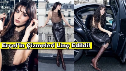 Hande Erçel moda haftasına damga vurdu, çizmeleri herkesin diline düştü!