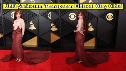 Ünlü şarkıcının derin dekolteli transparan elbisesi sosyal medyada olay oldu!