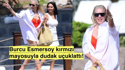 Ateş Gibi Güzellik! Burcu Esmersoy Kırmızı Mayoyla Bodrum'u Fethetti