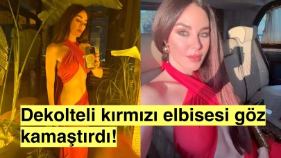 Defne Samyeli kırmızı dekolteli elbisesiyle nefes kesti!