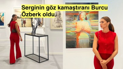 Burcu Özberk giydiği kırmızı takım ile göz kamaştırdı