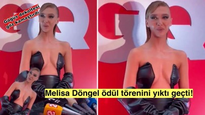 Melisa Döngel'in derin göğüs dekoltesi ödül törenine damga vurdu