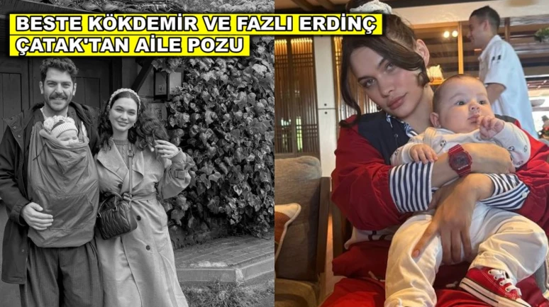 Beste Kökdemir ve Fazlı Erdinç Çatak'tan aile pozu