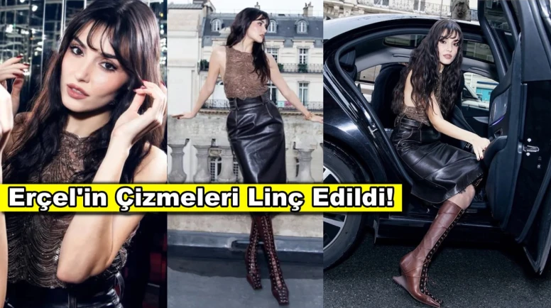 Hande Erçel moda haftasına damga vurdu, çizmeleri herkesin diline düştü!