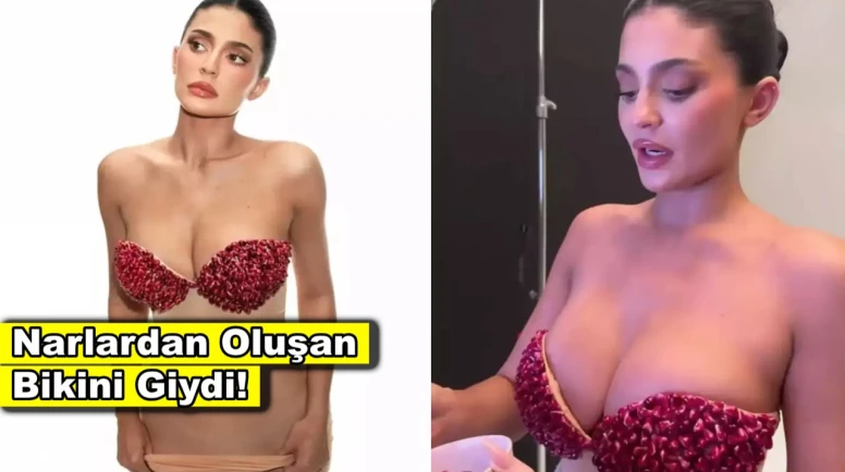 Kylie Jenner nar tanelerinden oluşan bikinisiyle kameraların karşısına geçti!