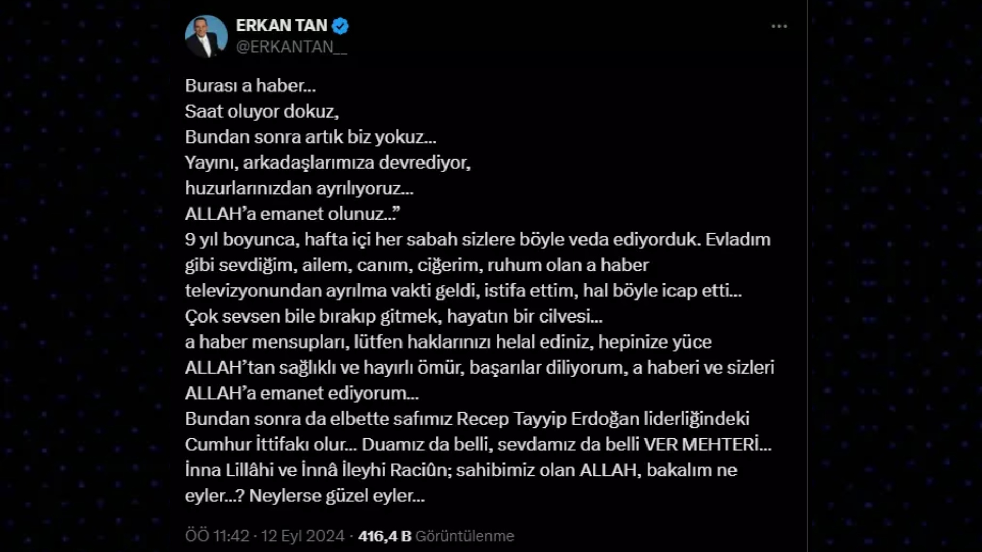 erkan tan açıklama